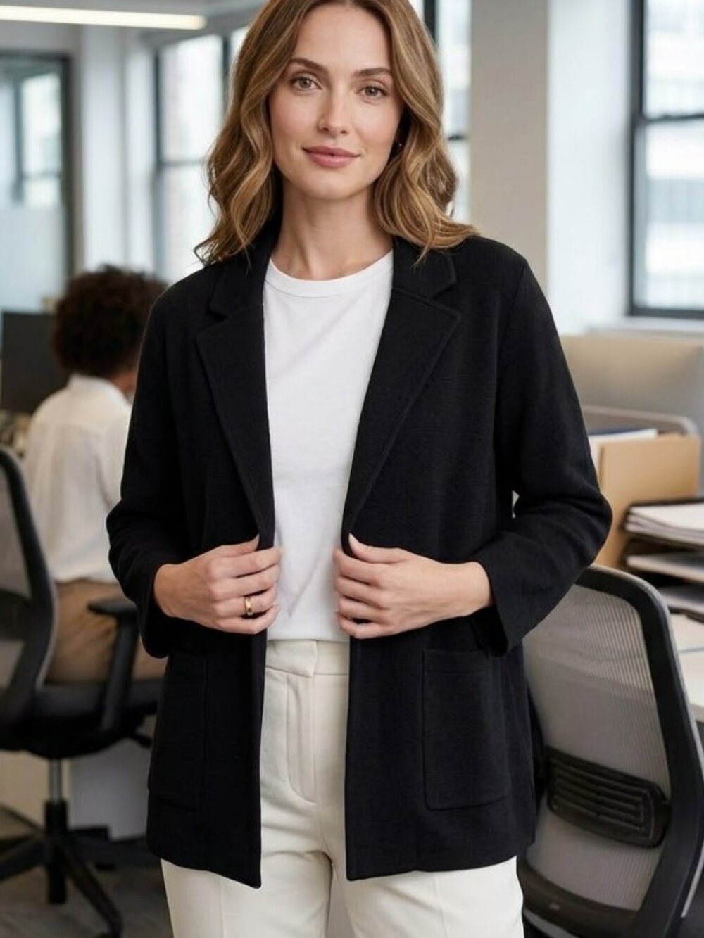 Quince 100% Organic Cotton Knit Blazer Black XL